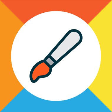 Fırça simgesi renkli çizgi sembolü. Kaliteli kalite izole boya fırçası ögesi modada.