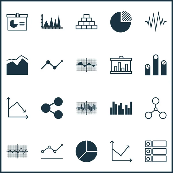 Serie di grafici, diagrammi e icone statistiche. Collezione di simboli di qualità premium. Le icone possono essere utilizzate per la progettazione di web, app e UI. — Foto Stock
