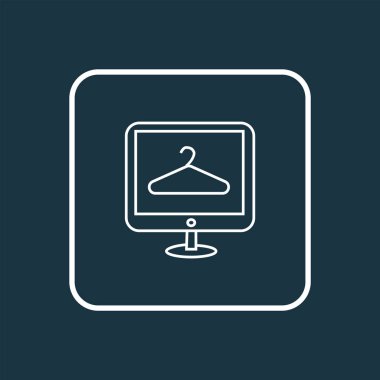 Ticaret simgesi çizgi sembolü. Kaliteli kalite çevrimiçi mağaza elemanı modada izole edildi.