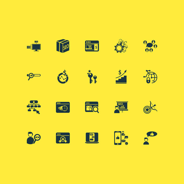 Business icons set with private network, site navigation, immediate response and other seminar elements. Isolated vector illustration business icons.