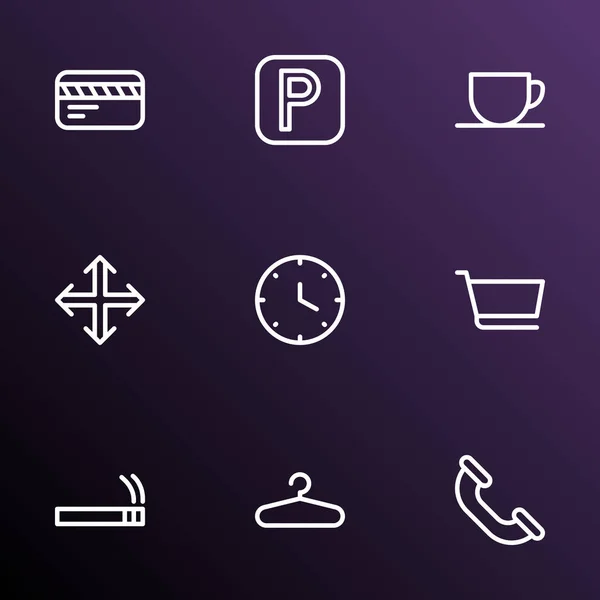 Public icons line style set with call, card, clock and other phone elements. Isolated illustration public icons. — Stock Photo, Image