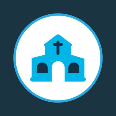 Kilise simgesi renkli sembol. Moda tarzında birinci kalite izole edilmiş şapel ögesi.