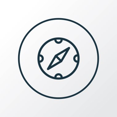 Pusula simgesi çizgi sembolü. Moda tarzında birinci kalite izole navigasyon ögesi.