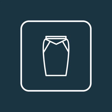 Görünüm simgesi çizgi sembolü. Moda tarzında birinci kalite izole edilmiş orta boy etek ögesi.