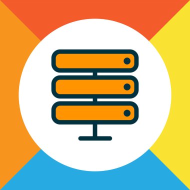 Sunucu simgesi renkli çizgi sembolü. Moda tarzında birinci kalite izole veritabanı ögesi.