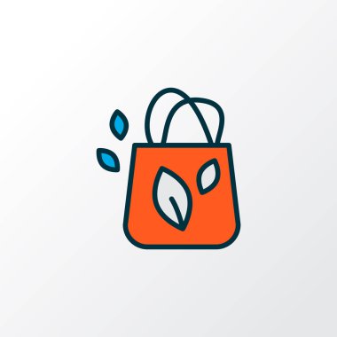 Eko çanta simgesi renkli çizgi sembolü. Moda tarzında birinci kalite izole ürün ögesi.