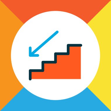 Simge renkli çizgi sembolünden aşağı iniyor. Moda tarzında birinci kalite izole merdiven ögesi.