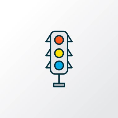 Trafik ışıkları simgesi renkli çizgi sembolü. Kaliteli kalite izole edilmiş trafik lambası ögesi modada.