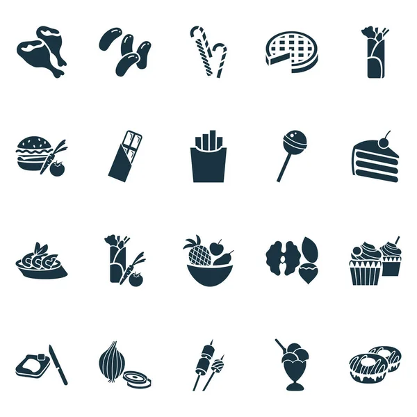 Snacks icons set with set of nuts, lollipop, jelly beans and other breakfast elements. Isolated illustration snacks icons. — Stock fotografie