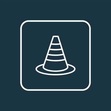 Uyarı koni simgesi çizgi sembolü. Moda tarzında birinci kalite izole edilmiş engel ögesi.