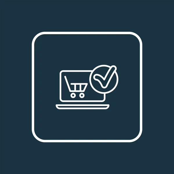 E-commerce oplossing pictogram lijn symbool. Premie kwaliteitselement geïsoleerde online winkel in trendy stijl. — Stockvector
