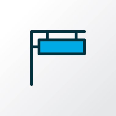 Pano simgesi renkli çizgi sembolü asılıyor. Moda biçiminde birinci kalite izole işaret ögesi.