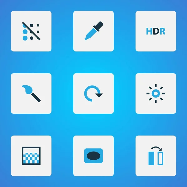 Picture icons colored set with circle, gradient, effect and other pipette elements. Isolated illustration picture icons. — Stockfoto