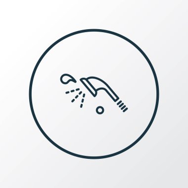 Duş simgesi çizgi sembolü. Moda tarzında birinci kalite izole banyo ögesi.