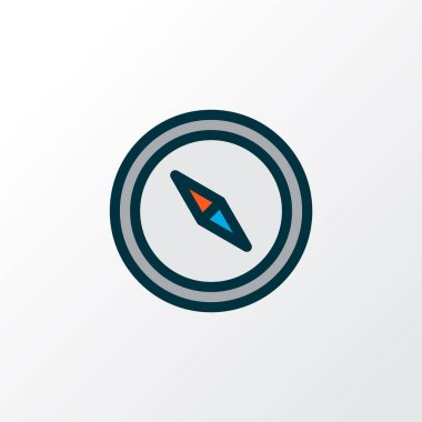 Pusula simgesi renkli çizgi sembolü. Moda tarzında birinci kalite izole navigasyon ögesi.