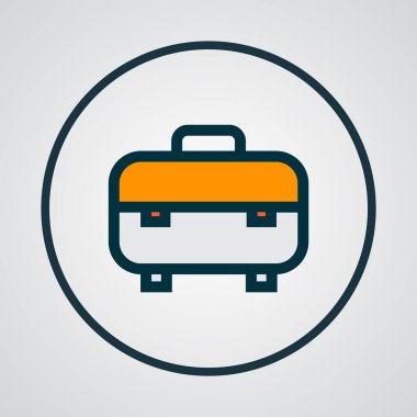 Araç kutusu simgesi renkli çizgi sembolü. Moda biçiminde birinci kalite izole edilmiş araç gereçleri.