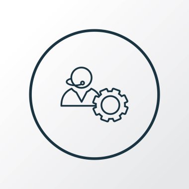 Teknik destek simgesi çizgi sembolü. Moda tarzında birinci kalite izole operatör ögesi.