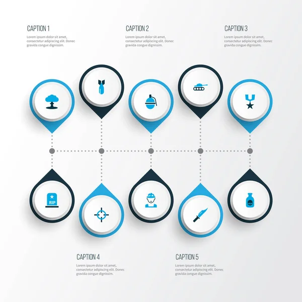 Warfare icons colored set with cutter, sniper target, tomb and other grave elements. Isolated illustration warfare icons. — Stock Photo, Image