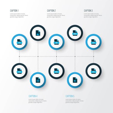 Dosya simgeleri jpg dosyası, gizli dosya, mkv dosyası ve diğer android yazılım ögeleri ile renklendirildi. İzole edilmiş illüstrasyon dosya simgeleri.