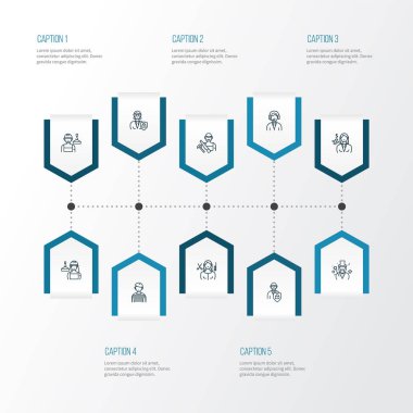 Profession icons line style set with security woman, cashier, assistant and other worker elements. Isolated vector illustration profession icons.