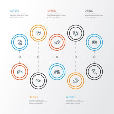 Noel hediyesi, şeker kamışı, Noel günü hediyeleriyle birlikte bayram simgeleri dizisi. İzole edilmiş illüstrasyon tatil simgeleri.