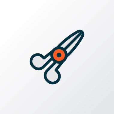 Makas simgesi renkli çizgi sembolü. Kaliteli kalite yalıtılmış makas ögesi modada.