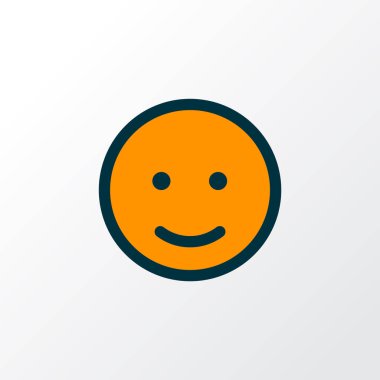 Emoji simgesi renkli çizgi sembolü. Moda tarzında birinci kalite yalıtılmış gülümseme ögesi.