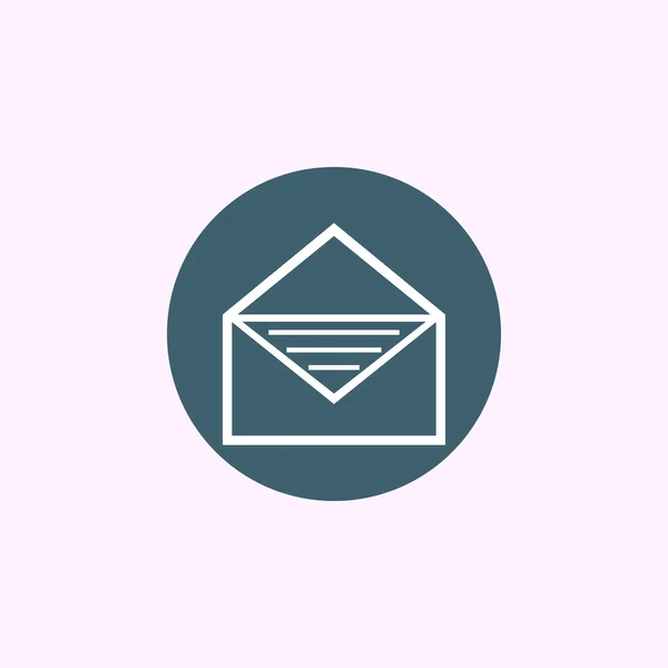 Witte geopende envelop pictogram op blauwe cirkel achtergrond — Stockvector