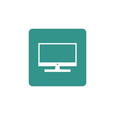 Renkli yuvarlak zemin üzerine televizyon simgesi