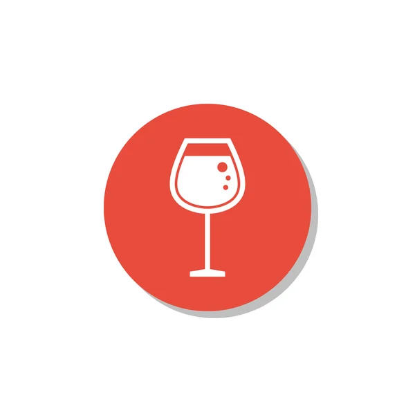 Wine glass icon on red circle background — Stock Vector