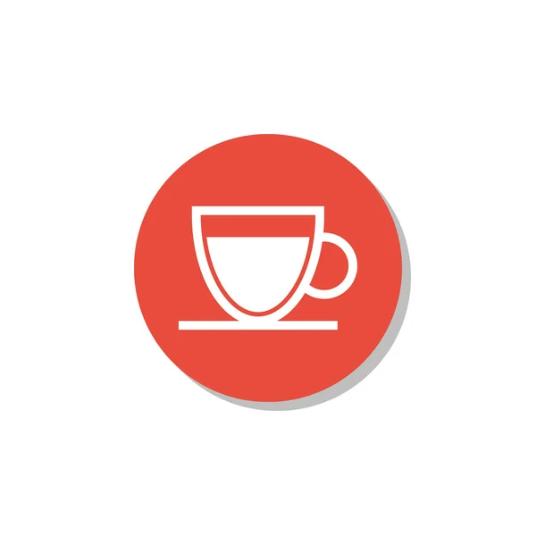 Εικονίδιο ποτήρι τσάι σε φόντο κόκκινο κύκλο — Διανυσματικό Αρχείο