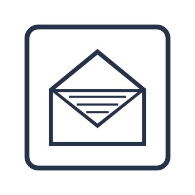 Yuvarlatılmış dikdörtgen arka plan üzerine açık zarf simgesi