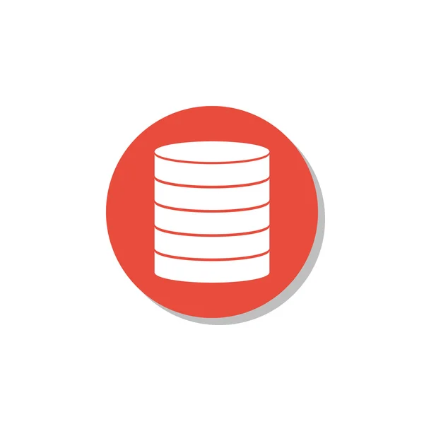 Icono de base de datos sobre fondo círculo rojo — Vector de stock