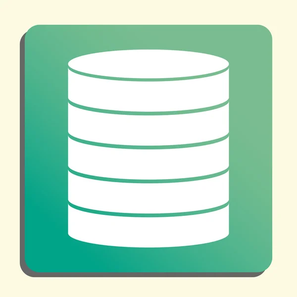 Banco de dados ícone branco no fundo estilo botão verde — Vetor de Stock