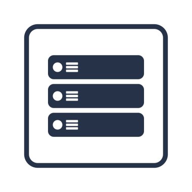 Yuvarlatılmış dikdörtgen arka plan üzerinde sunucu simgesi