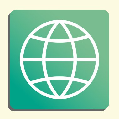 yeşil arka plan üzerinde küre simgesi