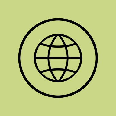 yeşil arka plan üzerinde küre simgesi