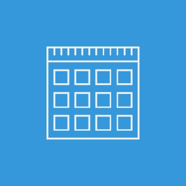 notebook icon, on blue background, white outline, large size symbol