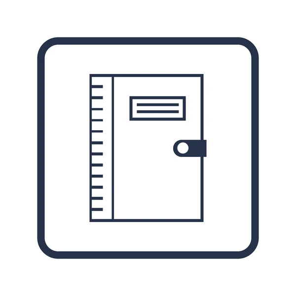 Notebook icon, on white background, rounded rectangle border, blue outline — 图库矢量图片