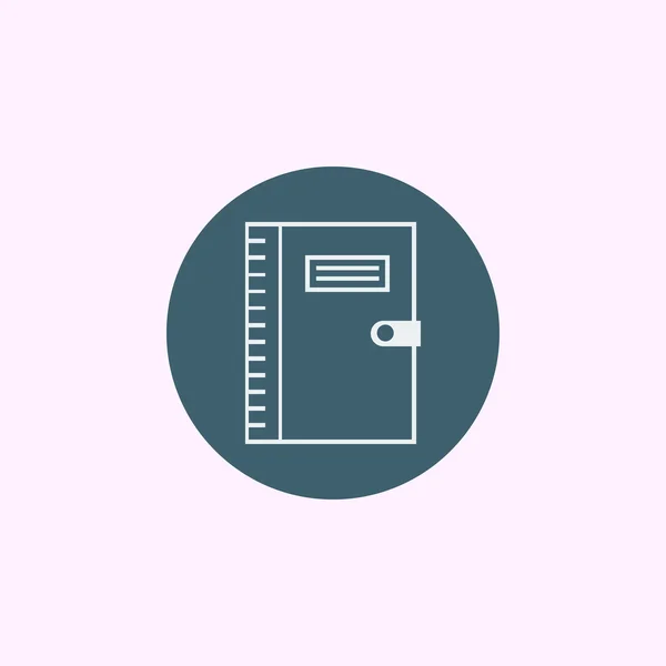 Notebook icon, on white background, blue circle border, white outline — Διανυσματικό Αρχείο