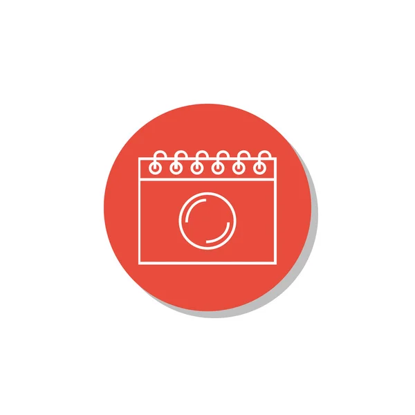 Notebook icon, on white background, red circle border, white outline — Stock vektor