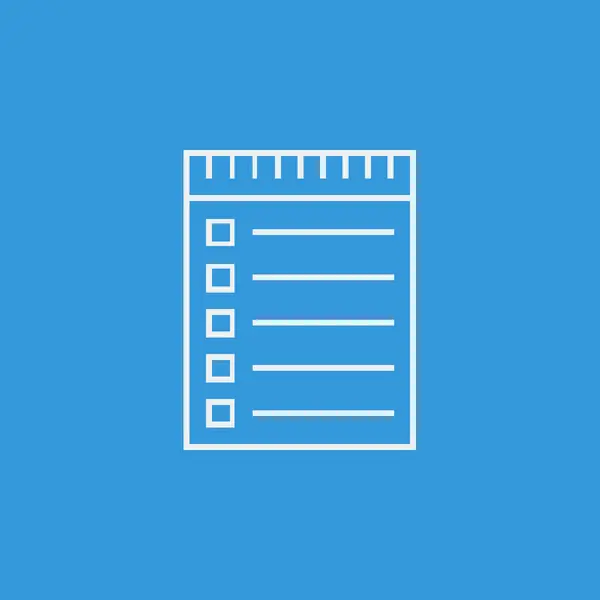 Icône du carnet, sur fond bleu, contour blanc, symbole de grande taille — Image vectorielle