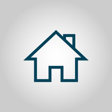 gri arka plan, mavi anahat, büyük boy sembolü ev simgesini