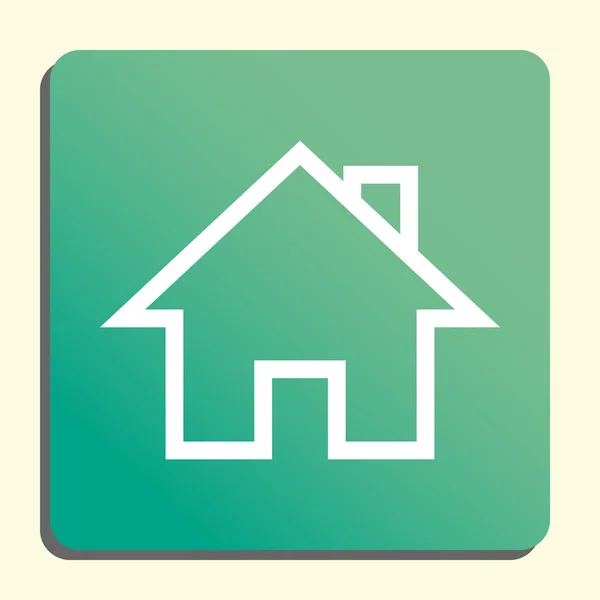 Home icon, on green rounded rectangle background, white outline — Stock Vector