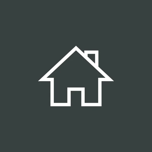 Otthoni ikon, a sötét háttér, fehér körvonalas, nagy méretű szimbólum — Stock Vector