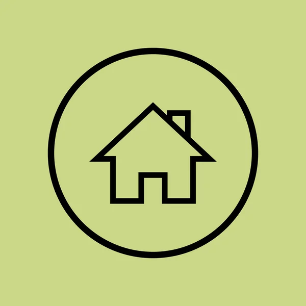 Домашня іконка, на зеленому фоні, рамка кола, темний контур — стоковий вектор
