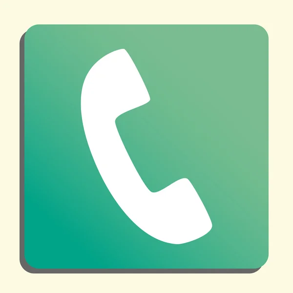 Telefon ikon, a gombot stílusú zöld háttérrel, sárga fény, árnyék — Stock Vector