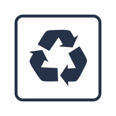 geri dönüşüm beyaz arka plan, yuvarlatılmış dikdörtgen kenarlık, mavi anahat simgesi