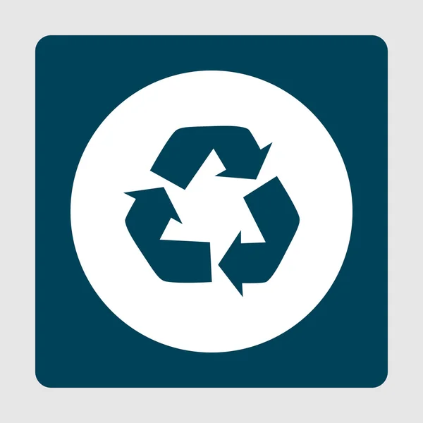 Icono de reciclaje, sobre fondo círculo blanco rodeado de azul — Vector de stock