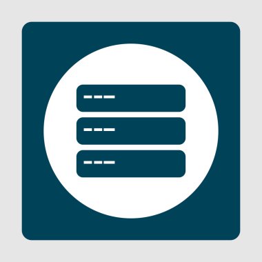 Mavi tarafından çevrili beyaz daire arka plan üzerinde sunucu simgesi